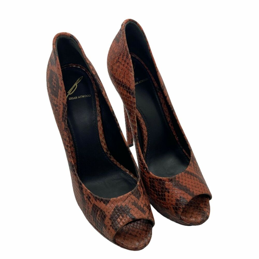 Brian Atwood Platform Stiletto Heels  Women's Florencia Maroon/Rust Black SZ 6.5